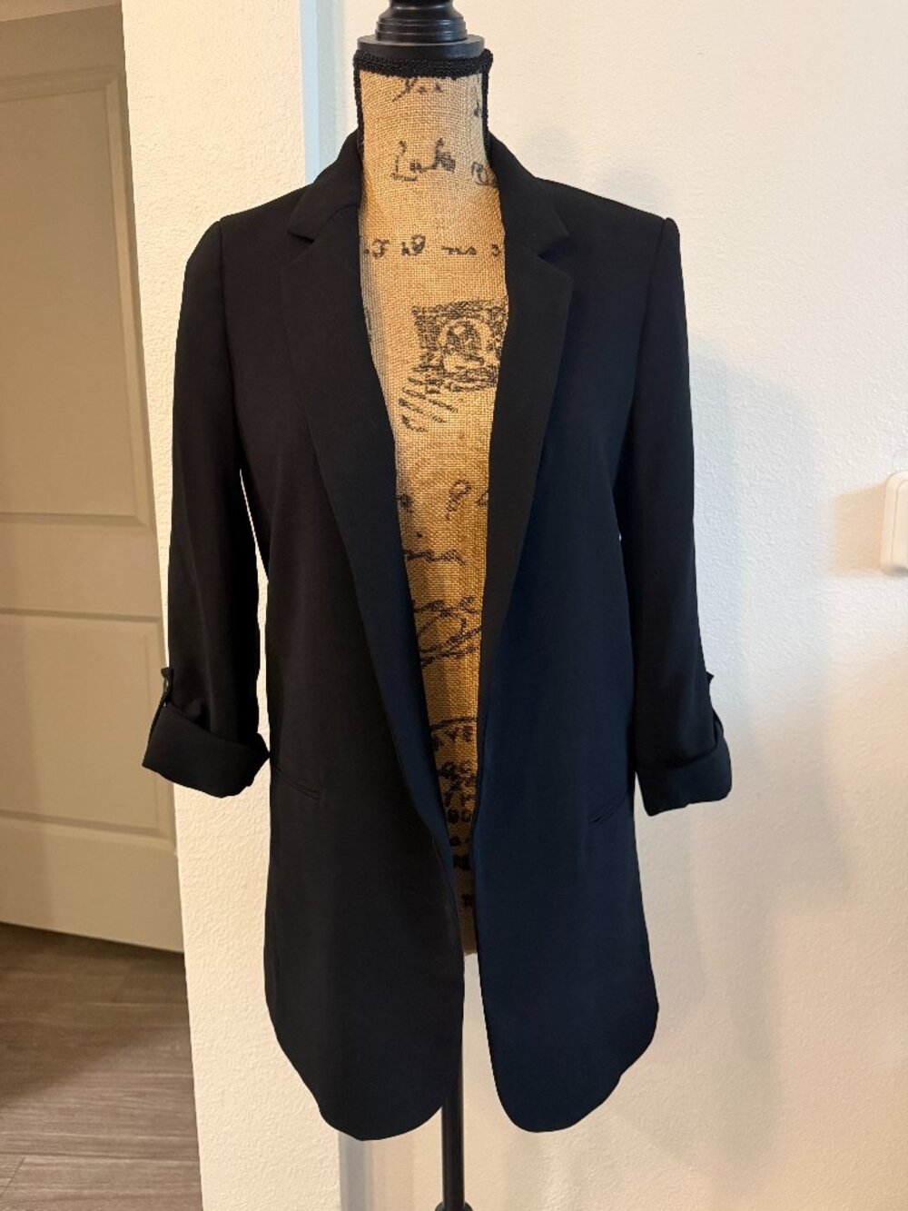 Zara Black Tailored Blazer XS 3/4 Sleeve NWOT